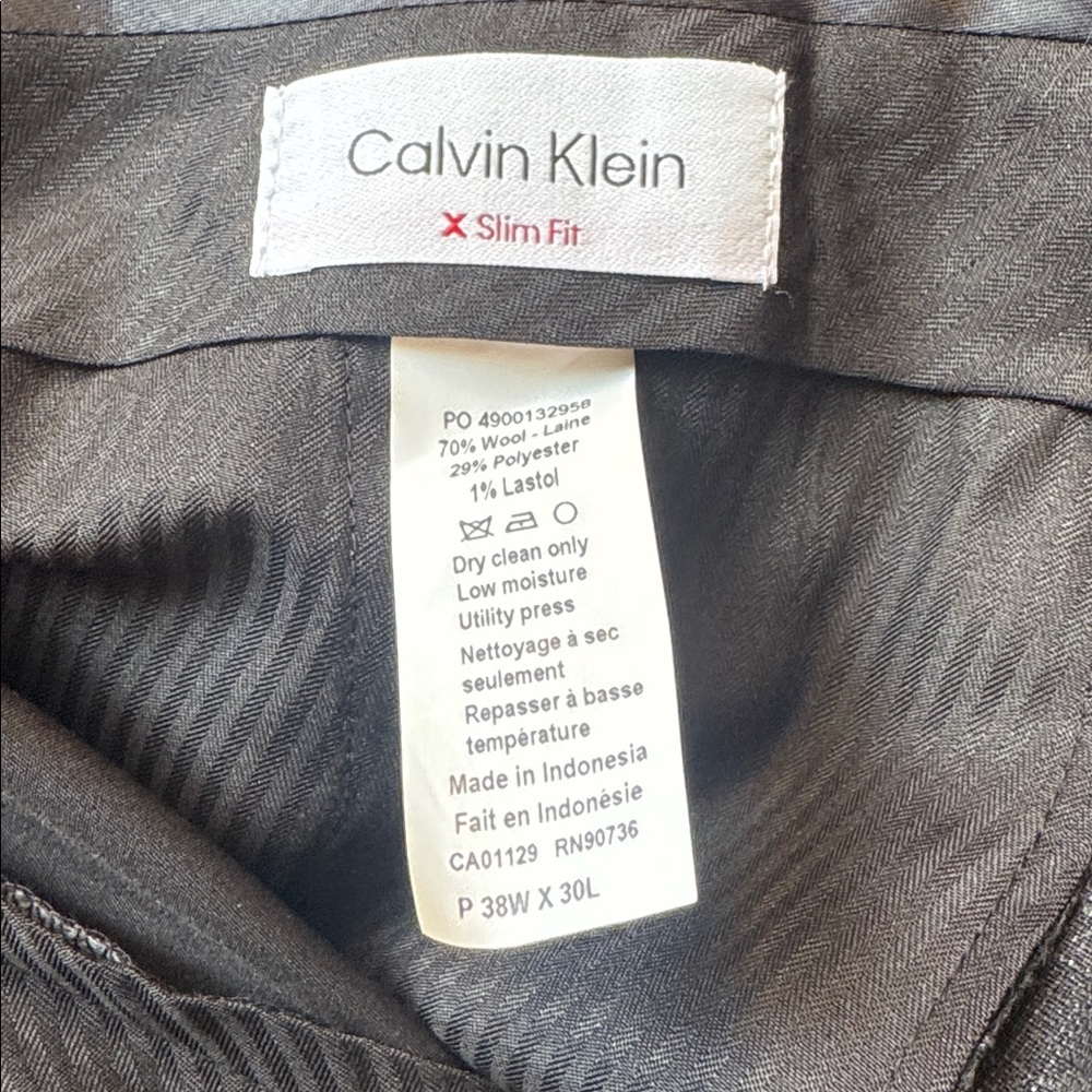 New Calvin Klein Mens Slim Fit Casual Trouser Pants, Charcoal, NWT, 38 x 30 - Picture 4 of 5